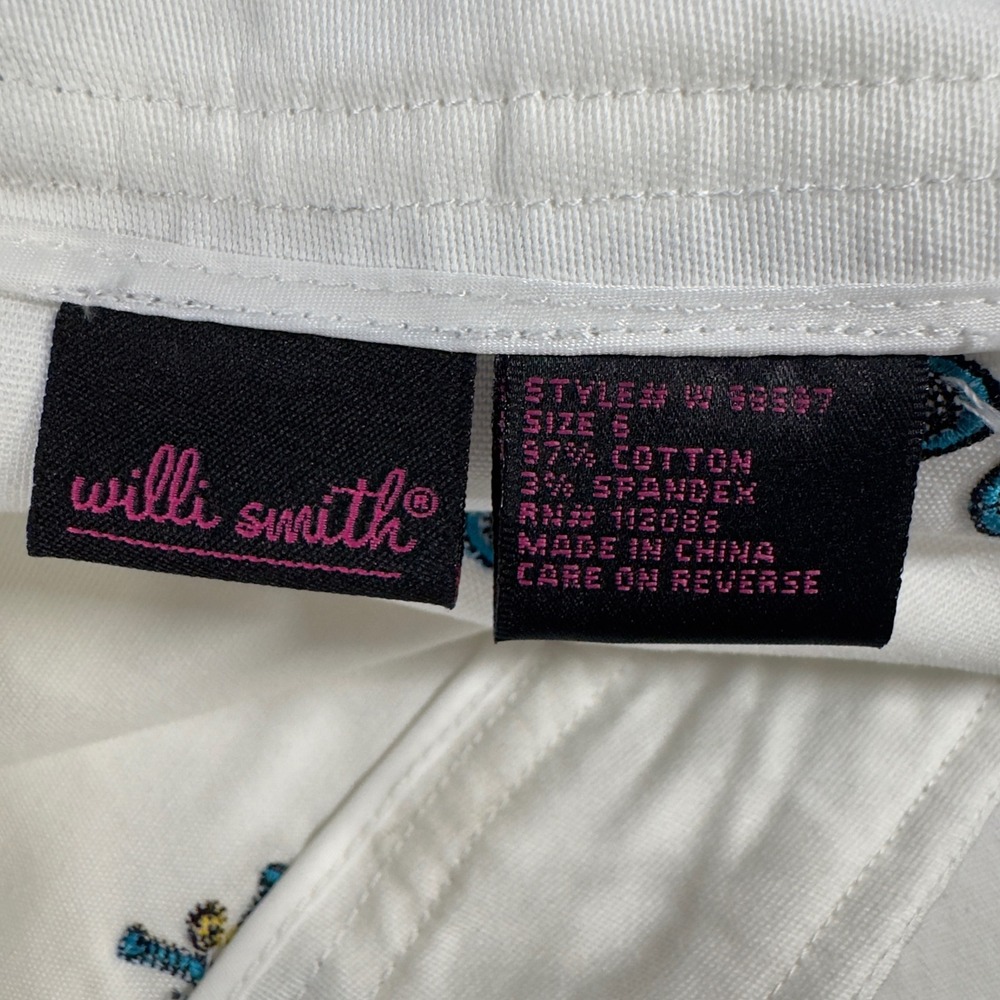 Willi Smith Womens White Embroidered Tennis Racquet Mini Skirt Size 6 - Picture 2 of 8